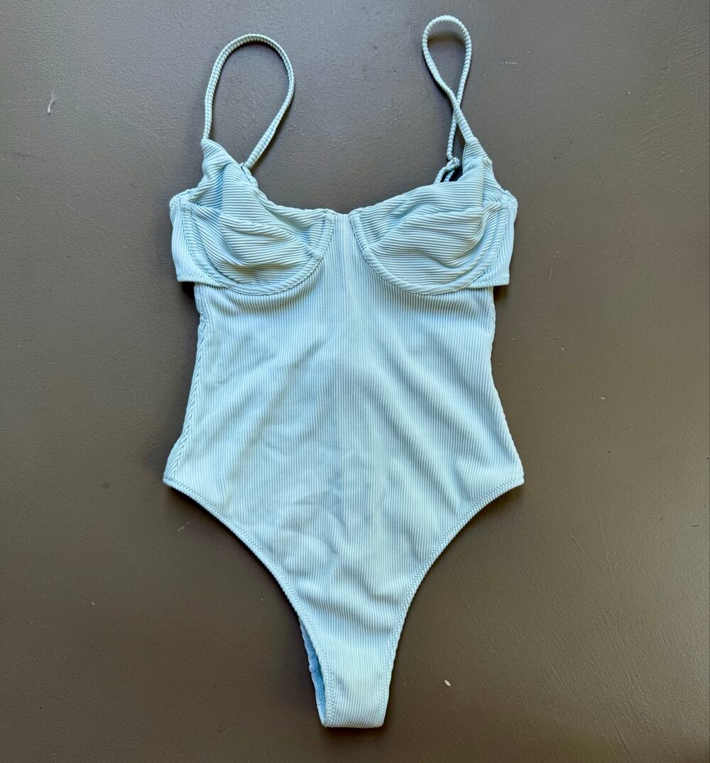 Sarah’s Day x White Fox Swim Ribbed Underwire One Piece Swimsuit Sky Blue XS